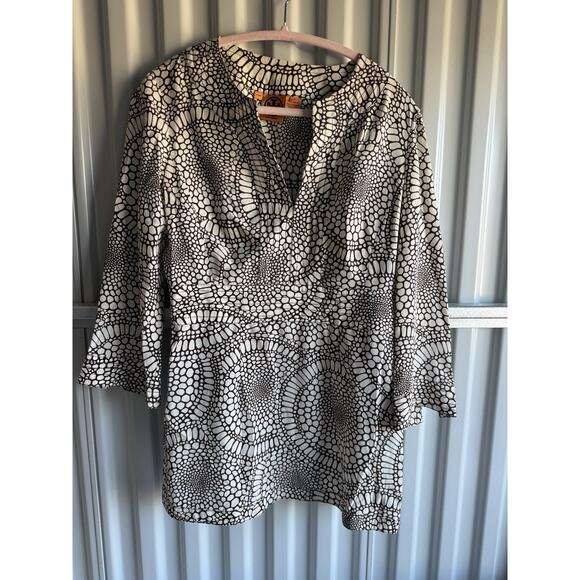 Tory Burch 100%silk Tunic Top Brown 6 - Picture 2 of 8